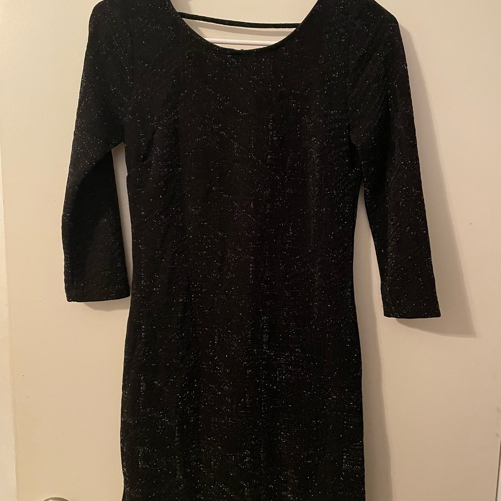 Black Glitter Mini Dress